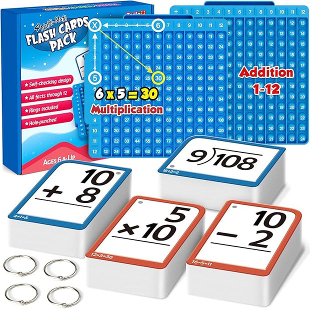 Math Flash Cards + Pop Bubble Board Learning Set