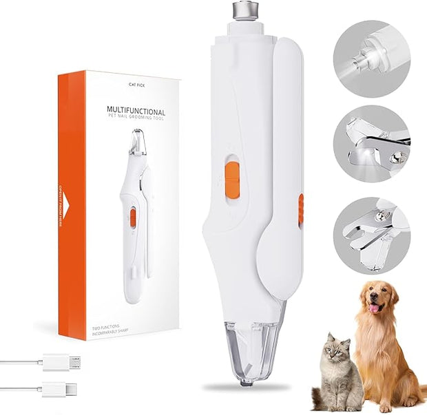 2-in-1 Cat & Dog Nail Clippers with LED Light and Grinder – USB Rechargeable