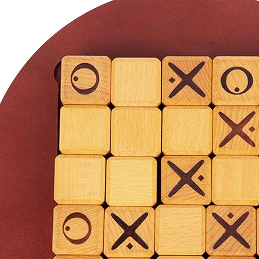 Wooden Tic Tac Toe Game – Classic Fun for Kids, Friends & Coffee Table Play! 🧩👨‍👩‍👧‍👦