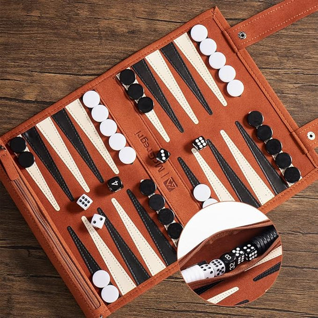 Backgammon Game Set – Portable Roll-Up Travel Edition