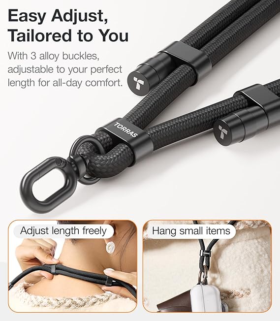 Adjustable Crossbody Phone Lanyard with 2 Phone Tabs