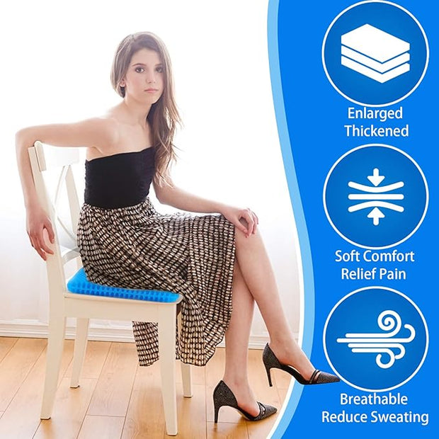 🪑 Large Gel Seat Cushion – Extra-Thick Comfort for Office Workers & Long Sitters 💼🧊🧘