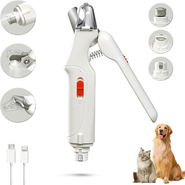 2-in-1 Cat & Dog Nail Clippers with LED Light and Grinder – USB Rechargeable