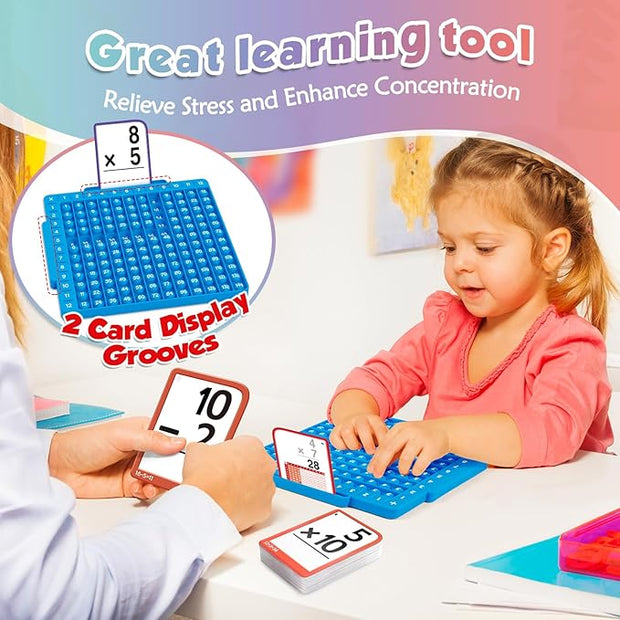 Math Flash Cards + Pop Bubble Board Learning Set