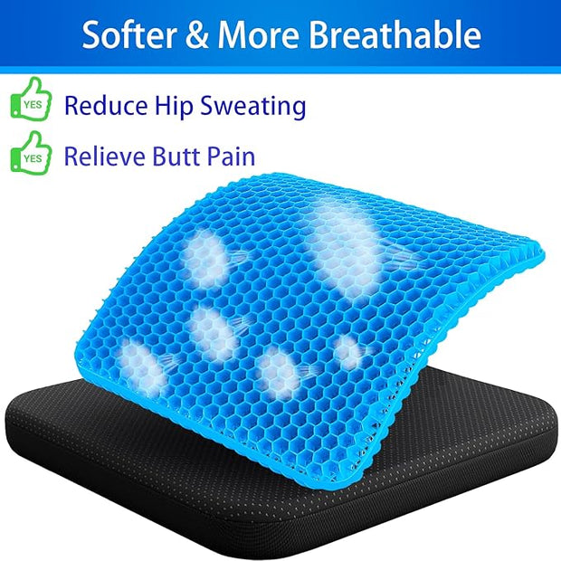 🪑 Large Gel Seat Cushion – Extra-Thick Comfort for Office Workers & Long Sitters 💼🧊🧘
