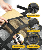 Car Ceiling Cargo Net Pocket – Adjustable Double-Layer Mesh Roof Organizer