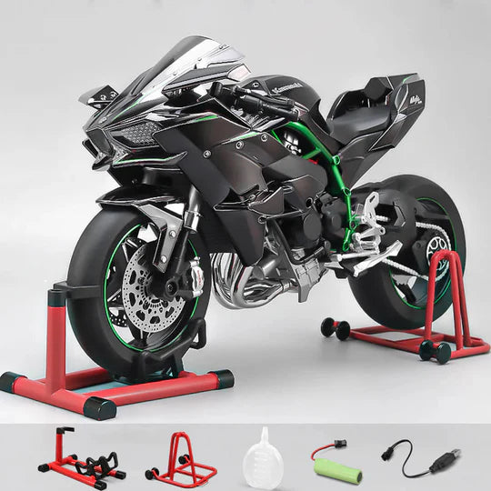 🏍️1/12 Alloy Kawasaki H2R Motorcycle Model Dynamic Detail. Track-Inspired Style.
