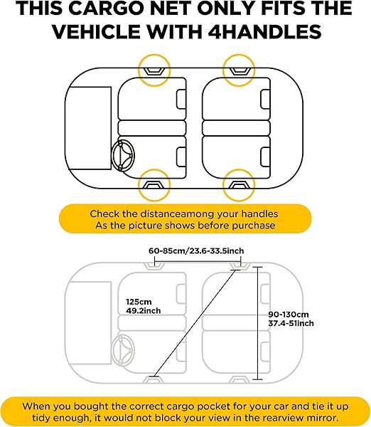 Car Ceiling Cargo Net Pocket – Adjustable Double-Layer Mesh Roof Organizer