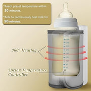 Portable Bottle Warmer for Travel,6 Heating Levels Temperature Digital Display