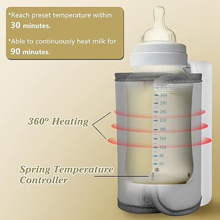 Portable Bottle Warmer for Travel,6 Heating Levels Temperature Digital Display