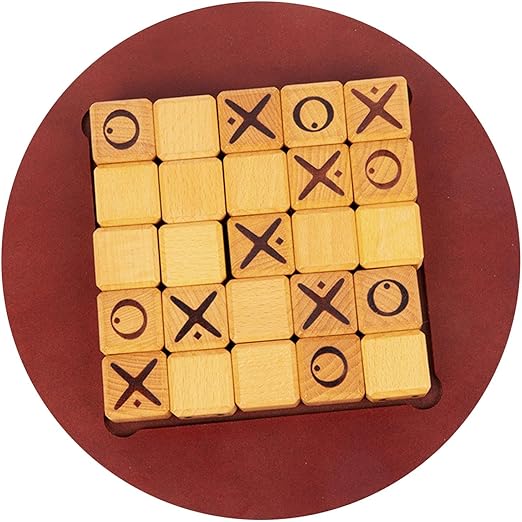 Wooden Tic Tac Toe Game – Classic Fun for Kids, Friends & Coffee Table Play! 🧩👨‍👩‍👧‍👦