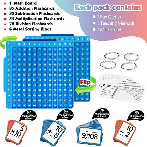 Math Flash Cards + Pop Bubble Board Learning Set