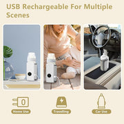Portable Bottle Warmer for Travel,6 Heating Levels Temperature Digital Display