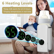 Portable Bottle Warmer for Travel,6 Heating Levels Temperature Digital Display