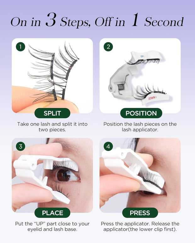 ✨ Magnetic Eyelashes – No Glue, Lightweight &amp; Reusable Lashes with Applicator for Effortless Beauty