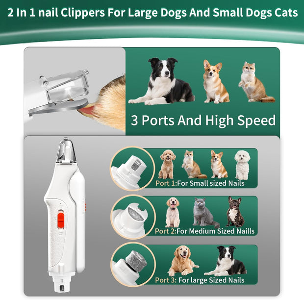 2-in-1 Cat & Dog Nail Clippers with LED Light and Grinder – USB Rechargeable