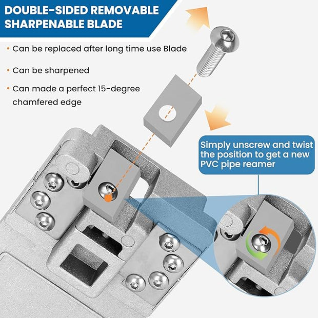 🔧 PVC Pipe Reamer Deburring Tool – Professional Chamfering Tool for Plastic Pipes with HSS Blades, Ergonomic Grip &amp; Wide Compatibility