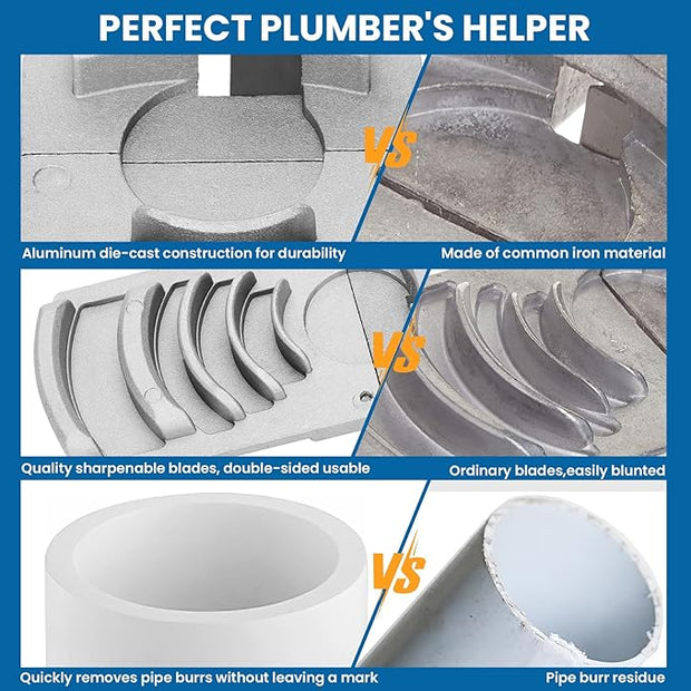 🔧 PVC Pipe Reamer Deburring Tool – Professional Chamfering Tool for Plastic Pipes with HSS Blades, Ergonomic Grip &amp; Wide Compatibility