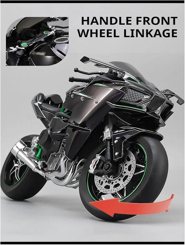 🏍️1/12 Alloy Kawasaki H2R Motorcycle Model Dynamic Detail. Track-Inspired Style.